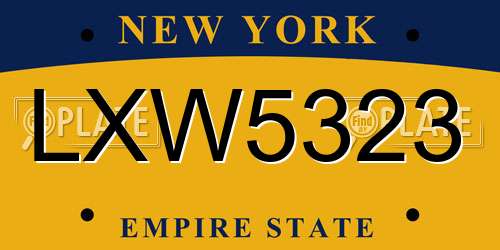 LXW5323 New York License Plate