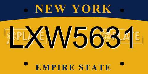 LXW5631 New York License Plate