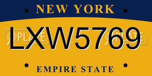 LXW5769 New York License Plate