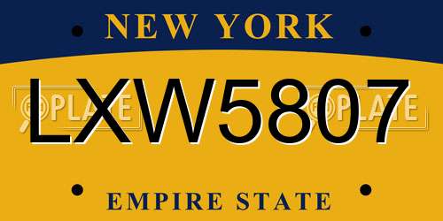 LXW5807 New York License Plate