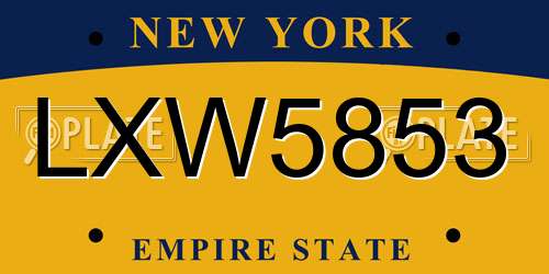 LXW5853 New York License Plate