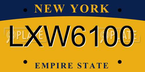 LXW6100 New York License Plate