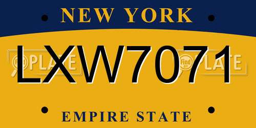 LXW7071 New York License Plate