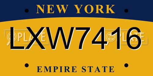 LXW7416 New York License Plate