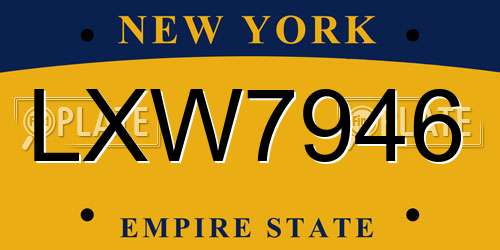 LXW7946 New York License Plate
