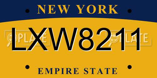 LXW8211 New York License Plate