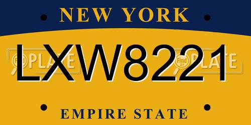 LXW8221 New York License Plate