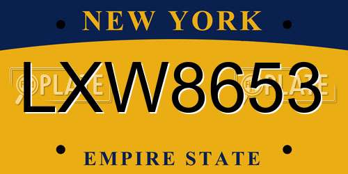 LXW8653 New York License Plate