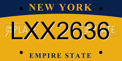 LXX2636 New York License Plate