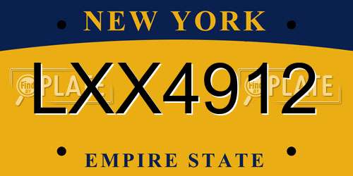LXX4912 New York License Plate