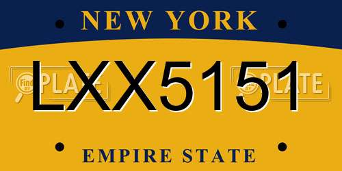 LXX5151 New York License Plate