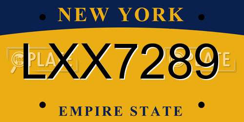 LXX7289 New York License Plate