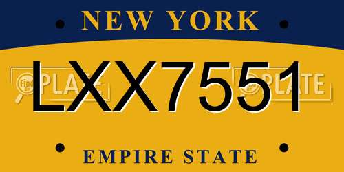 LXX7551 New York License Plate