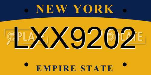 LXX9202 New York License Plate