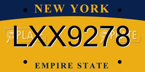 LXX9278 New York License Plate