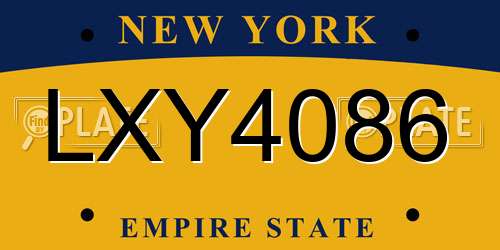 LXY4086 New York License Plate