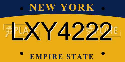 LXY4222 New York License Plate