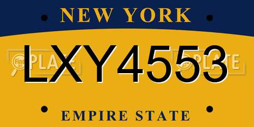 LXY4553 New York License Plate