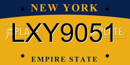 LXY9051 New York License Plate