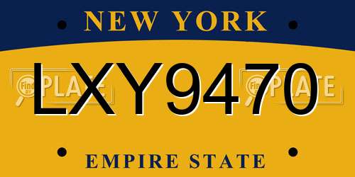 LXY9470 New York License Plate