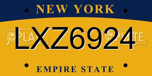 LXZ6924 New York License Plate