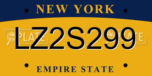 LZ2S299 New York License Plate