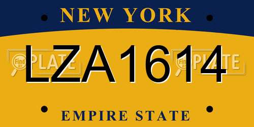 LZA1614 New York License Plate