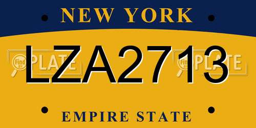 LZA2713 New York License Plate