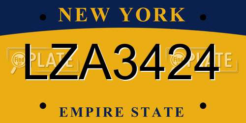 LZA3424 New York License Plate