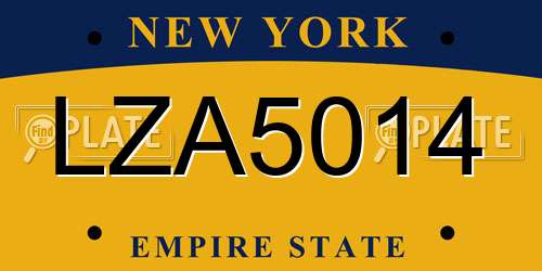 LZA5014 New York License Plate