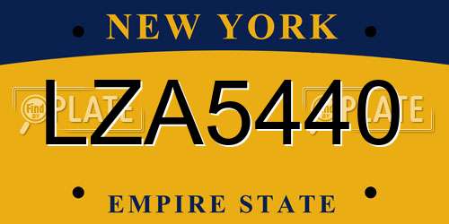 LZA5440 New York License Plate