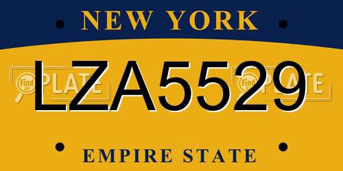 LZA5529 New York License Plate