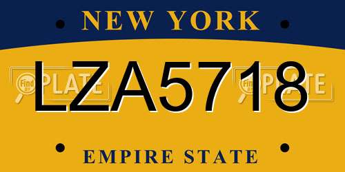 LZA5718 New York License Plate