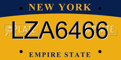 LZA6466 New York License Plate