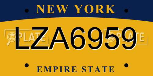 LZA6959 New York License Plate