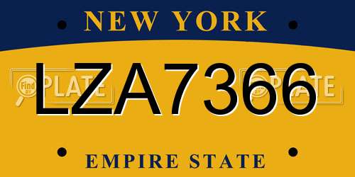 LZA7366 New York License Plate