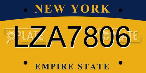 LZA7806 New York License Plate