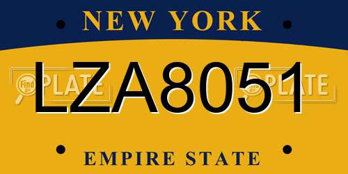 LZA8051 New York License Plate