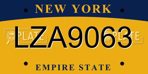 LZA9063 New York License Plate