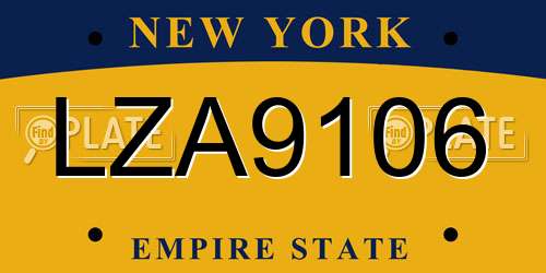 LZA9106 New York License Plate
