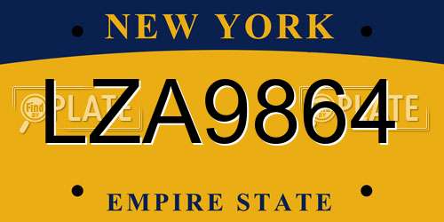 LZA9864 New York License Plate