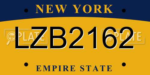LZB2162 New York License Plate