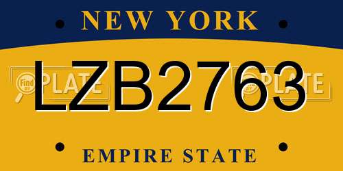 LZB2763 New York License Plate