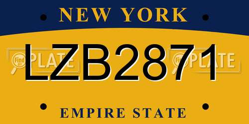 LZB2871 New York License Plate