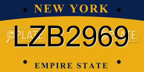 LZB2969 New York License Plate
