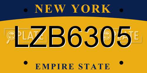 LZB6305 New York License Plate
