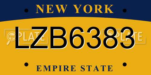 LZB6383 New York License Plate
