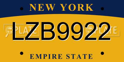 LZB9922 New York License Plate