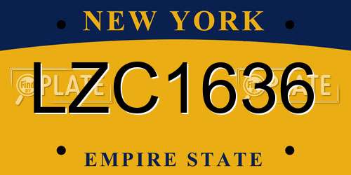 LZC1636 New York License Plate