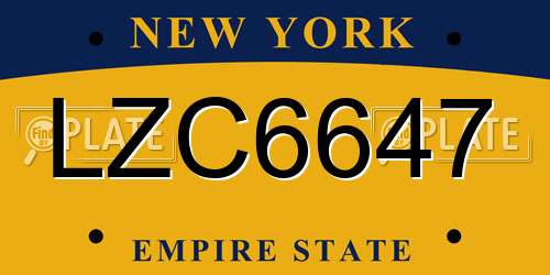 LZC6647 New York License Plate